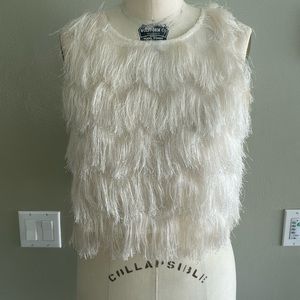 Fringey feather top zara